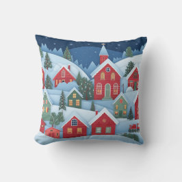 Cojín Decorativo Pueblo navideño en 3D recortado en papel