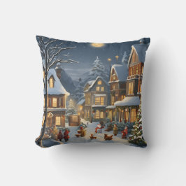 Cojín Decorativo Pueblo Navideño Nevado
