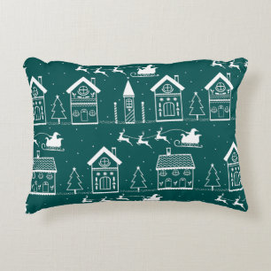 Cojín Decorativo Pueblo navideño nórdico nevado
