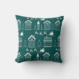Cojín Decorativo Pueblo navideño nórdico nevado