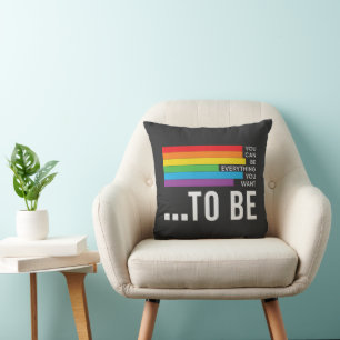 Cojín Decorativo Puedes Ser Todo Lo Que Quieras Ser Líneas Arcoiris