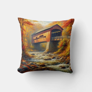 Cojín Decorativo puente clásico cubierto de otoño