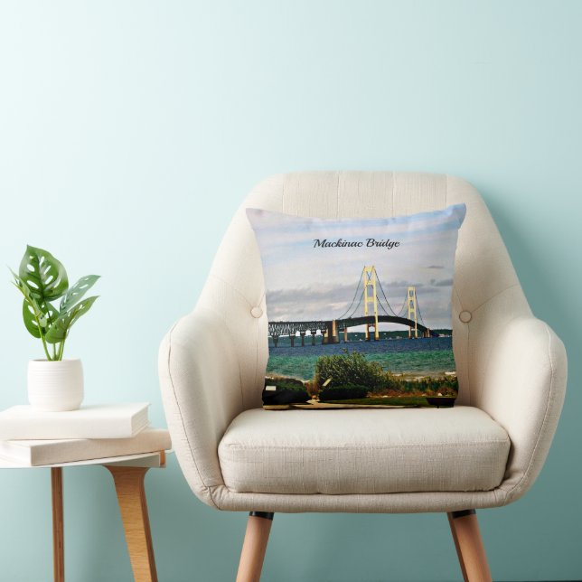 Cojín Decorativo Puente de Mackinac, Isla Mackinac (Silla)