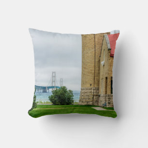 Cojín Decorativo Puente de Mackinac y faro