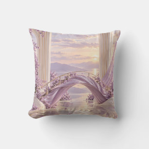 Cojín Decorativo Puente Ondulado de Lavanda Palacio Soñado Atardece
