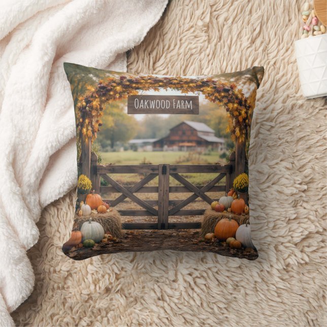 Cojín Decorativo Puerta de granja de otoño con arco (Manta)