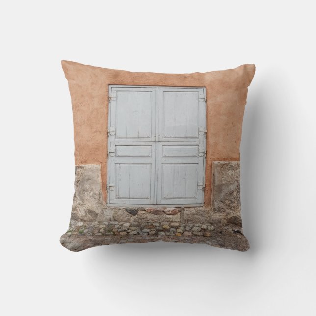 COJÍN DECORATIVO PUERTA DE MADERA GRIS (Anverso)