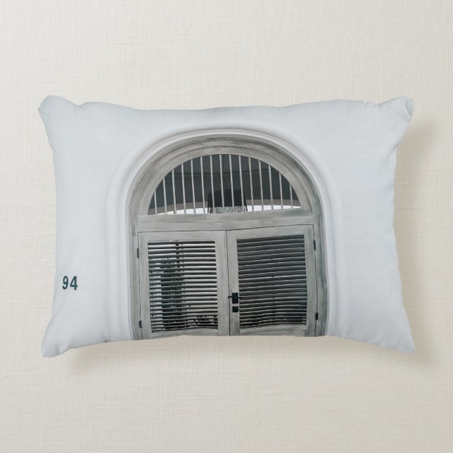 COJÍN DECORATIVO PUERTA DE MADERA GRIS CERRADA POR DEBAJO DE LA LUZ (Anverso)