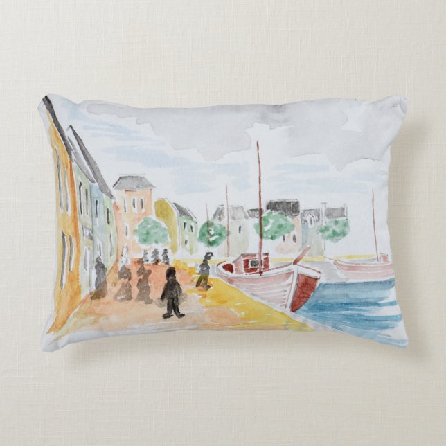 Cojín Decorativo Puerto de Concarneau| Bretaña, Francia (Anverso)