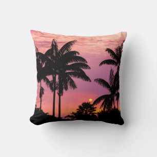 Cojín Decorativo Puesta de sol a través de palmeras