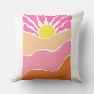 Cojín Decorativo Puesta de sol boho rosa pálido y naranja