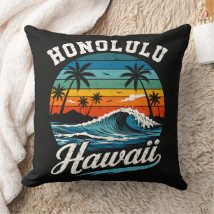Cojín Decorativo Puesta de sol de surf de Honolulu Hawaii
