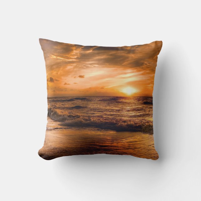 Cojín Decorativo Puesta de sol del océano (Anverso)