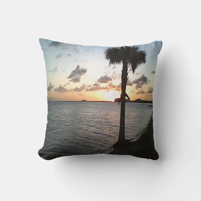Cojín Decorativo Puesta de sol en la playa (Anverso)