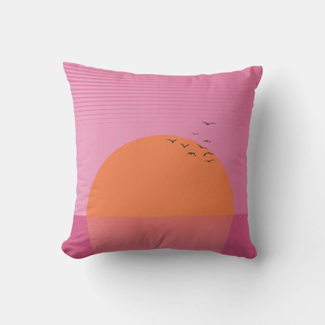 Cojín Decorativo Puesta de sol retro (Anverso)