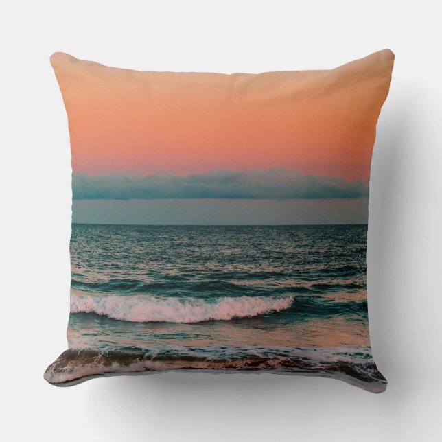 Cojín Decorativo puesta de sol sobre el mar (Anverso)
