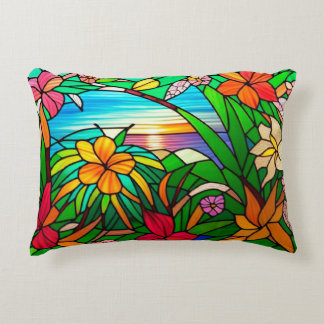 Cojín Decorativo Puesta de sol tropical sobre el horizonte del océa