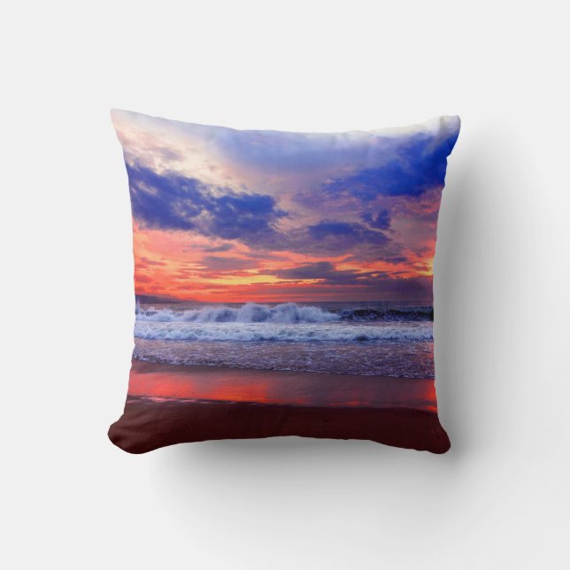 Cojín Decorativo Puesta del sol tropical del océano (Anverso)