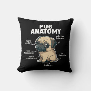 Cojín decorativo Pug Anatomy Fawn Pug
