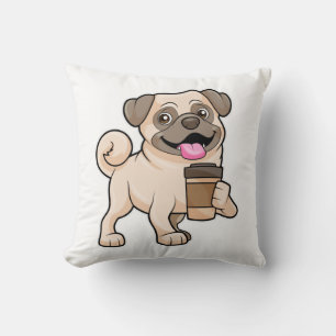 Cojín Decorativo Pug con café para ir