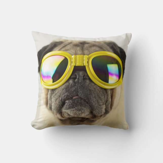 Cojín Decorativo Pug con gafas (Anverso)