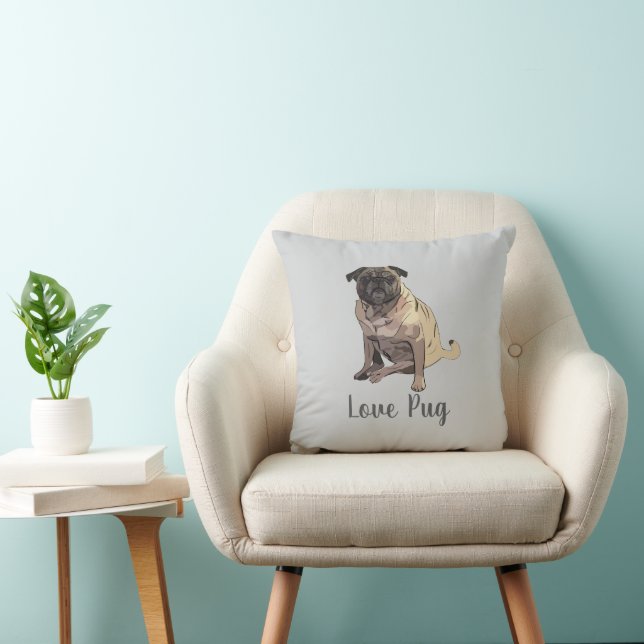 Cojín Decorativo Pug de amor (Silla)