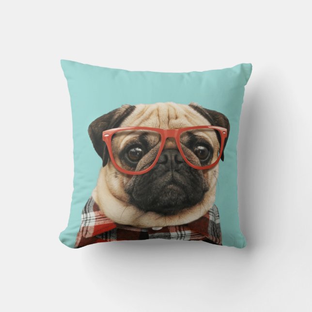 Cojín Decorativo Pug de la camiseta de plástico (Anverso)