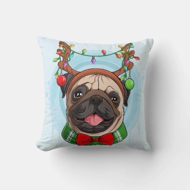 Cojín decorativo Pug de navidades (Anverso)