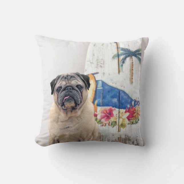 Cojín Decorativo Pug de superficie (Anverso)