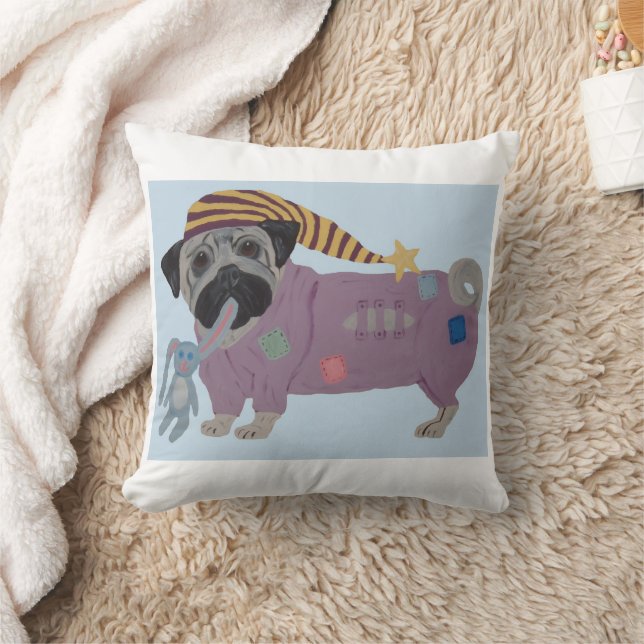 Cojín Decorativo Pug en pijama (Manta)
