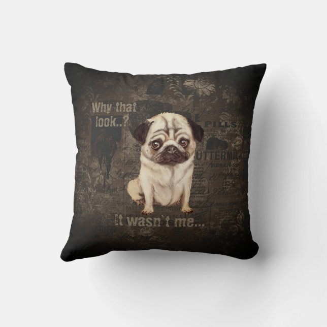 Cojín Decorativo PUG life steampunk loft nombre industrial personal (Reverso)