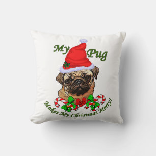 Cojín Decorativo Pug Navidades Merry
