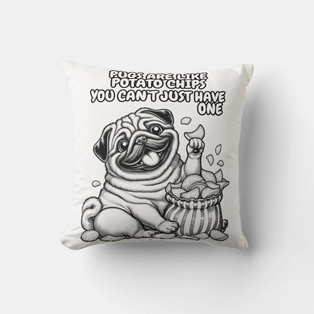 Cojín Decorativo Pug Pillow como papas fritas (Anverso)