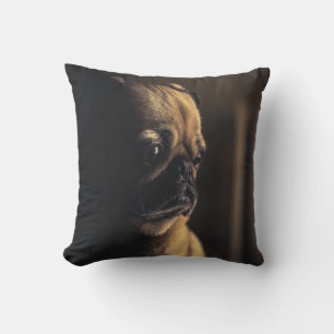 Cojín Decorativo Pug Profundamente Pensativo