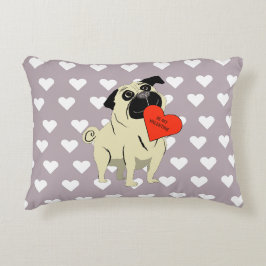 Cojín Decorativo Pug sé mi San Valentín