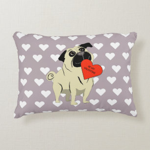 Cojín Decorativo Pug sé mi San Valentín