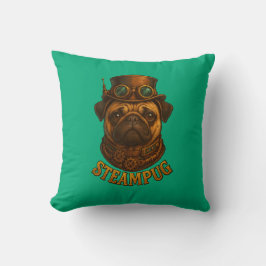 Cojín Decorativo Pug Steampunk Cushion Vintage retro dog art 