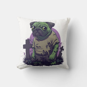 Cojín Decorativo Pug Zombie - Perro Divertido de Halloween No Muert