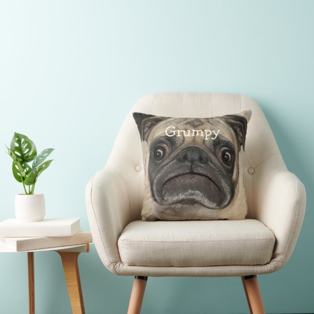 Cojín Decorativo Puggy Grumpy Personalizado (Silla)