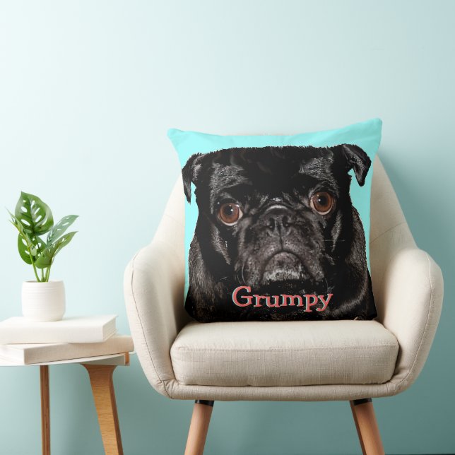 Cojín Decorativo Puggy Grumpy Personalizado (Silla)