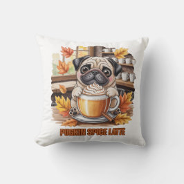 Cojín Decorativo Pugkin Spice Latte – Cute Autumn Pug Coffee Design