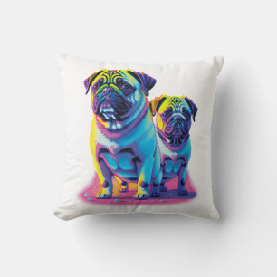Cojín Decorativo Pugs populares en rosa