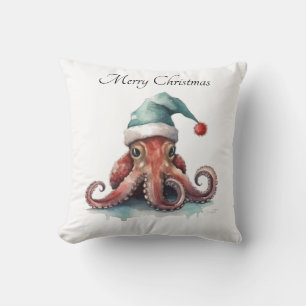 Cojín Decorativo Pulpo Alegría de Navidad, personalizado