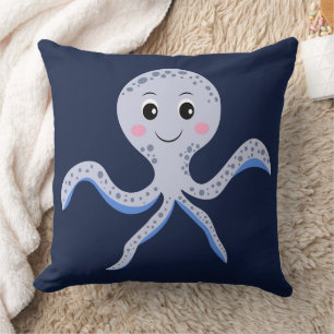 Cojín Decorativo Pulpo bajo el mar patrón infantil