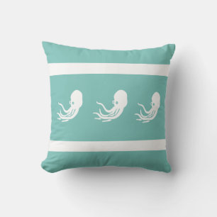 Cojín Decorativo pulpo / calamar de la marina en ALMOHADÓN blanco c