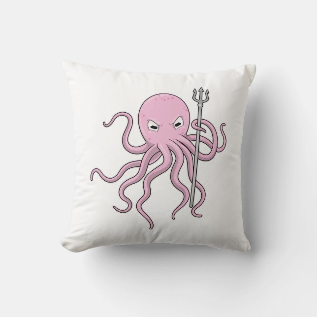 Cojín Decorativo Pulpo como Mago con Tridente (Anverso)