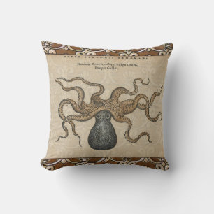 Cojín Decorativo Pulpo Kraken Antiguo Marino Vida Silvestre Costera