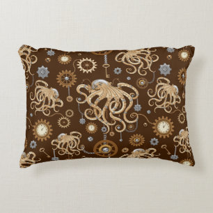 Cojín Decorativo Pulpo Steampunk Retro Fantasía Mecánica