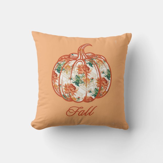 Cojín Decorativo Pumpkin in a Chrysanthemum Pattern (Anverso)