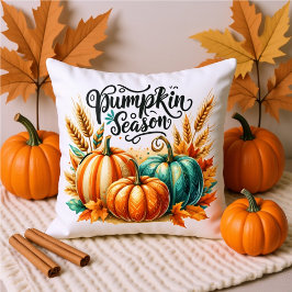 Cojín Decorativo Pumpkin Season Watercolor Lettering – Cozy Autumn
